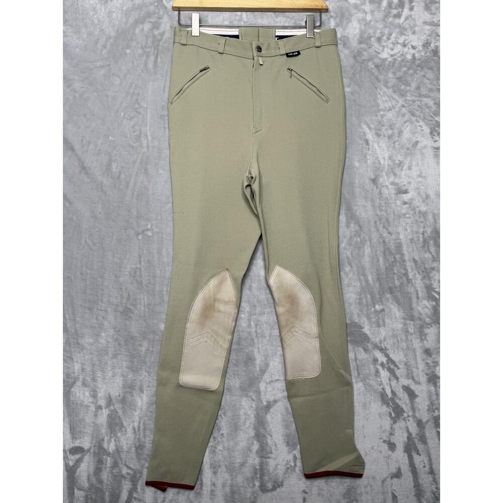 Eurostar Pants Mens 34 Beige Riding Breeches Suede Knee Patch Stretch Equestrian